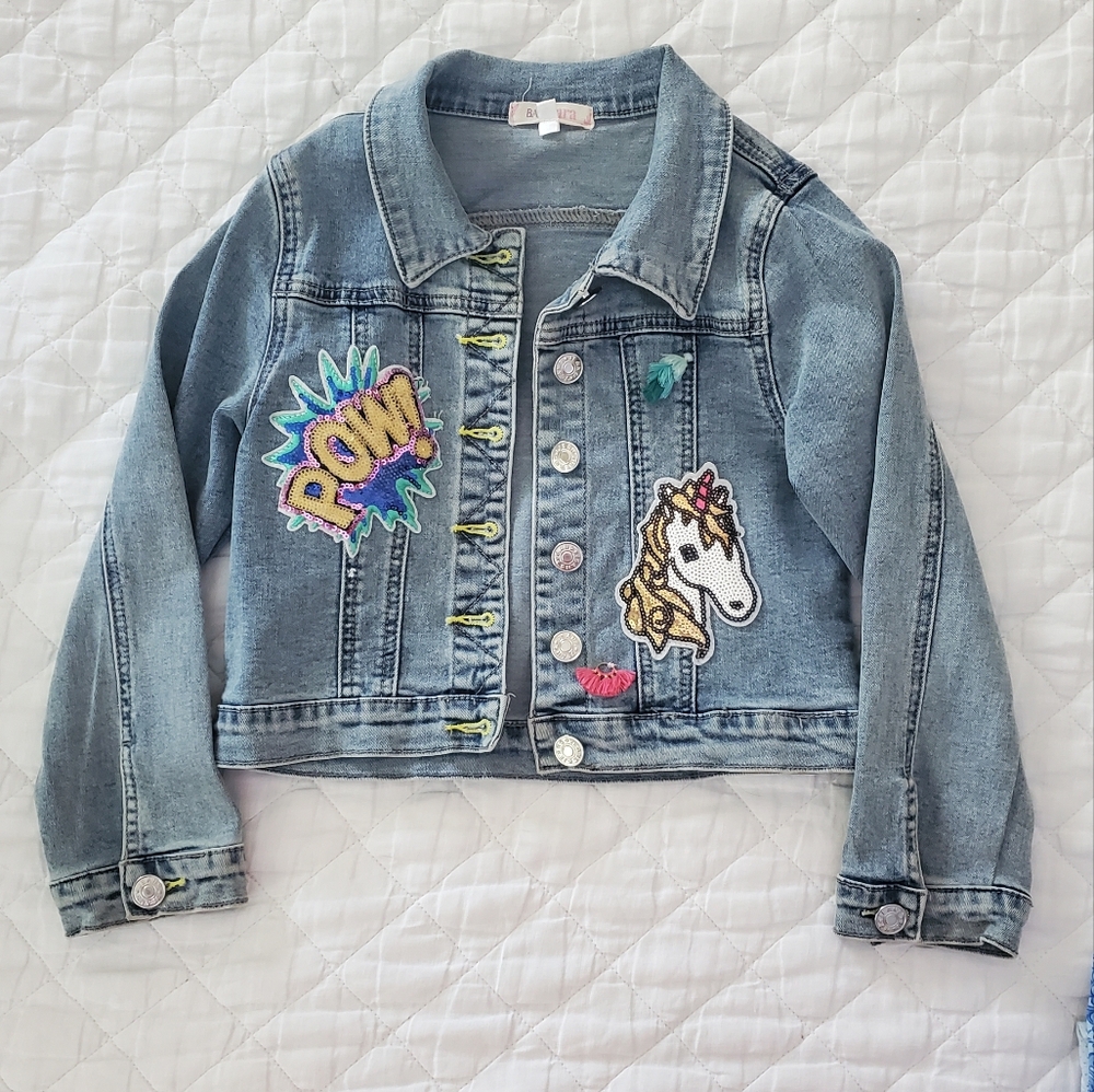 Embellished Blue Jean Jacket with Decorative Details